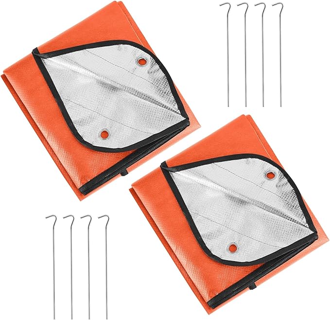 Kingdder 2 Pcs Heavy Duty Emergency Blanket for Survival 60 x 82 Inches Thermal Tarp Insulated Tent Camping Tarp Infrared Blocked Blankets for Rescue Camping Hiking(Orange)