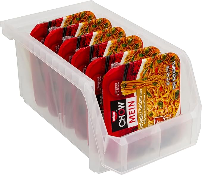 Plastic Containers for Organizing and Storage Bins for Closet, Kitchen, Office, Garage or Pantry Organization, Stackable Bins, Large (14.8" x 8" x 7"), 6-Pack, Clear