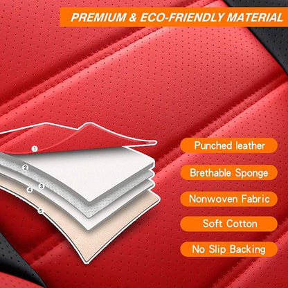 MINGBRON Front Car Seat Covers, Leather Car Seat Covers, Fit for Most Cars SUV and Most Sedan Red