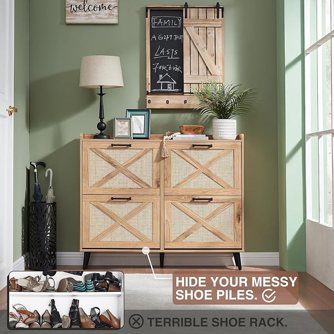 Shoe Storage Cabinet, Boho Shoe Organizer