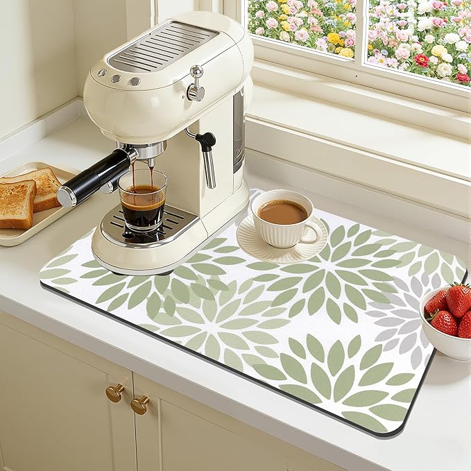 Findosom Floral Dish Drying Mat, Cuttable Drying Mat