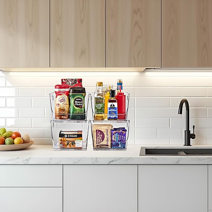 Sorbus Stackable Storage Bins Open Front, Pantry Bins