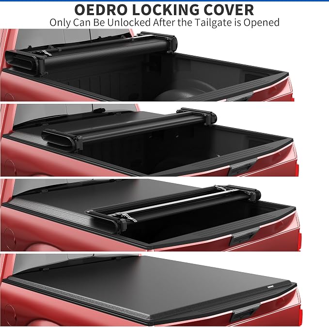OEDRO Soft Quad Fold Truck Bed Tonneau Cover Compatible with 2022 2023 2024 2025 2026 Toyota Tundra(Excl.Trail) 6.5 ft Bed with Deck Rail System