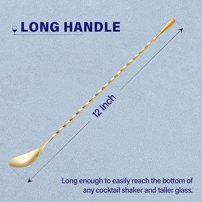 2 Pcs 12 Inches Bar Spoon, Long Handle Mixing Stirrers