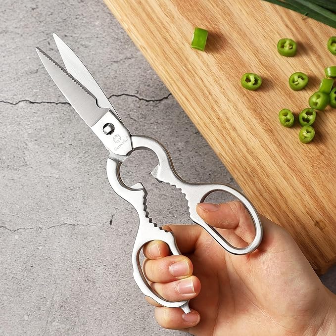 Sunnecko Heavy Duty Kitchen Scissors - Stainless Steel Kitchen Shears, Ultra Sharp Micro Serrated Poultry Shears, Cooking Scissors for Meat, Dishwasher Safe