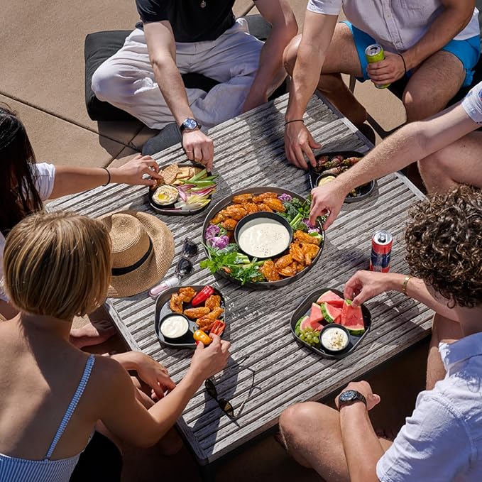 Madesmart Dipware Reusable Dining Plate/Serving Tray for Appetizers and Snacks, Food-Safe Appetizer Serving Platter with Removable Dip Bowl, Sage