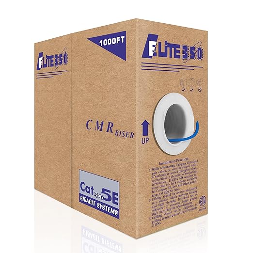 Elite Cat5e Riser, UTP 24AWG, Solid Pure Copper, UL Listed, Bulk Ethernet Cable