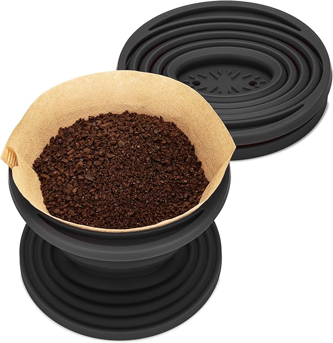 COLETTI Sierra Camping Pour Over Coffee Dripper ??Collapsible Pour Over Coffee Dripper ??Includes Pack of Paper Filters [Black, Pack of 2]