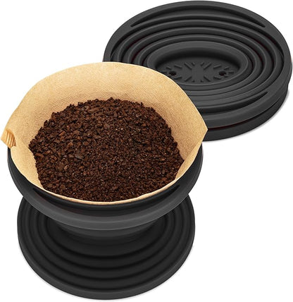 COLETTI Sierra Camping Pour Over Coffee Dripper ??Collapsible Pour Over Coffee Dripper ??Includes Pack of Paper Filters [Black, Pack of 2]