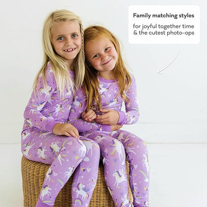 Little Sleepies Two-Piece Pajama Set for Boys & Girls, Soft Viscose from Bamboo Toddler Pajamas for Kids, Family Matching PJs