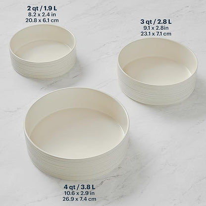 Pyrex 3-Piece Round Ceramic Bakeware Set, Lasagna Oven Pans,