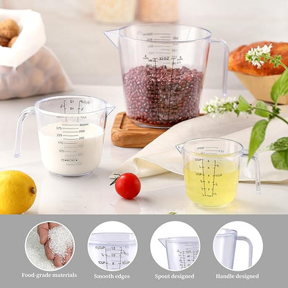 Measuring Cup Set, HIA 3PCS Plastic Liquid Measuring Cups