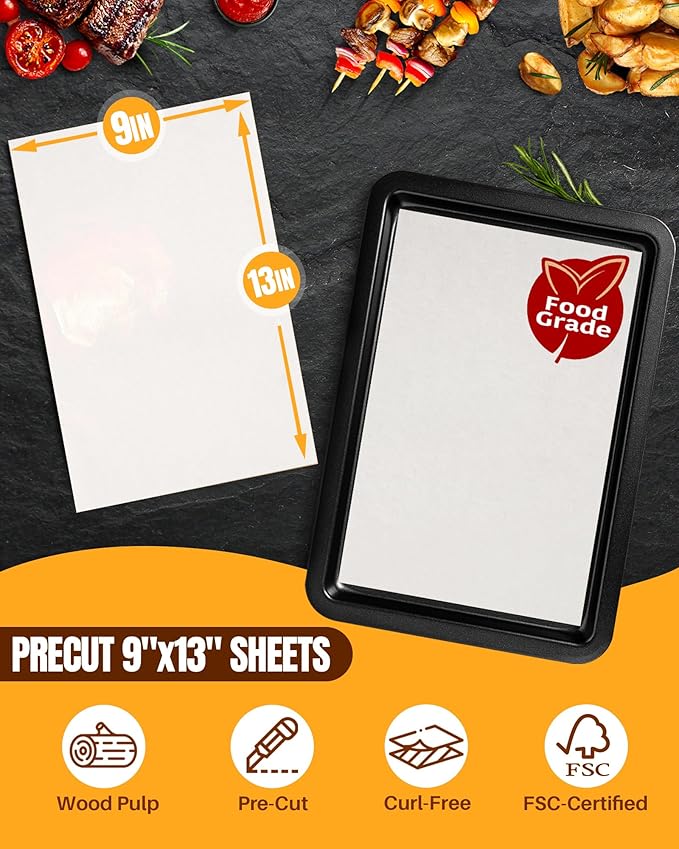 Parchment Paper Sheets, 280 Precut Unbleached Baking Paper Sheets