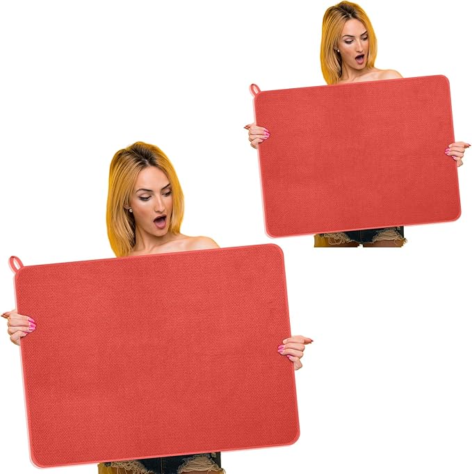Hushee 2 Pack Extra Large Dish Drying Mat Microfiber Absorbent Dish Drying Pad