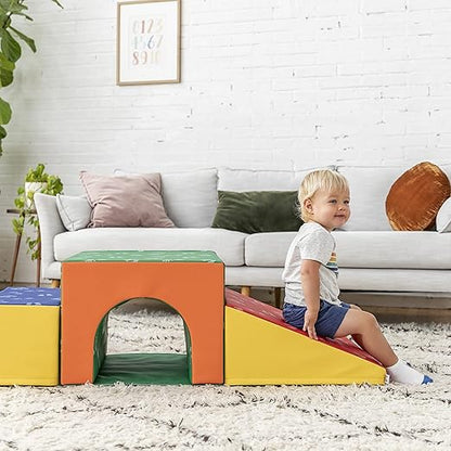 ECR4Kids SoftZone Single Tunnel Climber, Toddler Playset, Assorted, 3-Piece