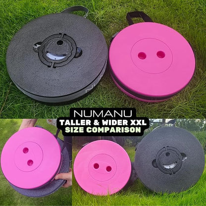 NUMANU 2025 Upgraded 19.7" XXL Collapsible Stool, 1000lbs Max Weight, Wider & Taller Pop Up Seat, Heavy Duty Portable Retractable Folding Chair or Travel Foot Rest, Gift for Camping & Outdoors