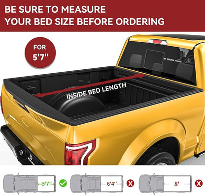 YITAMOTOR Soft Quad Fold Truck Bed Tonneau Cover Compatible with 2009-2024 Dodge Ram 1500 (19-24 Classic ONLY), Fleetside 5.7 ft Bed Without Rambox
