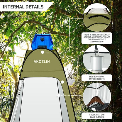 AKOZLIN Portable Pop Up Shower Tent Instant Privacy Dressing Changing Tent Outdoor Shower Room Camp Toilet Tent