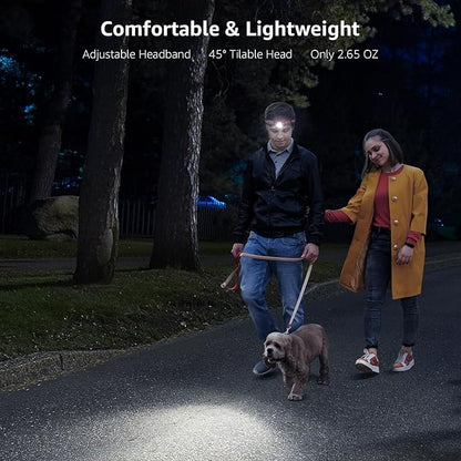 Lepro 320014 LED Rechargeable Headlamp, 2 Pack Head Lamp with 6 Modes for Camping & Hiking Gear Essentials, IPX4 Waterproof Bright Headlight Flashlights with Adjustable Headband, Type-C Cable - Red