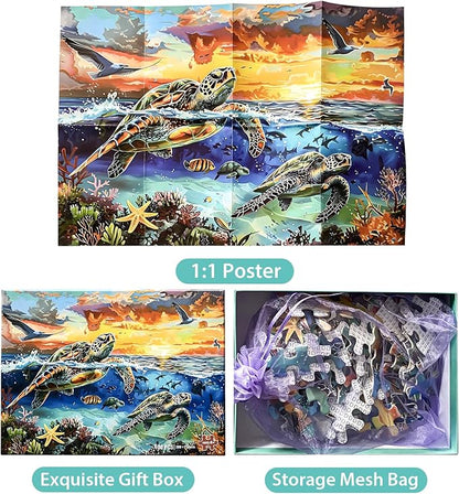 Puzzles for Kids Ages 8-10 - Turtle in Undersea World - 100 Piece Jigsaw Puzzles for Kids Ages 4-6 6-8 8-10 Year Old Children Puzzles for Boys and Girls Educational Learning Toys and Gifts