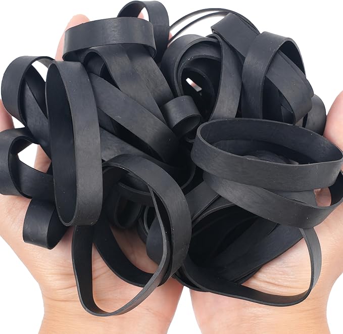 AMUU Rubber Bands Size #84 Tactical Rubber Bands Black Elastics Bands 50 Pack Wide Thick for Office Supplies File (3-1/2" x 1/2'')