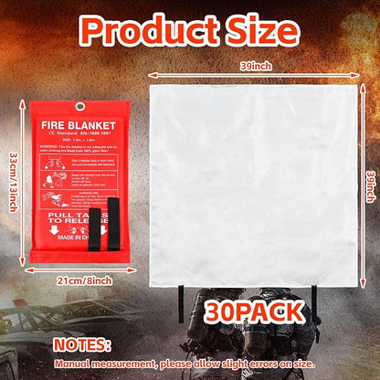 Macarrie 30 Pack 39??x 39??Fire Blanket Emergency for Home and Kitchen Safety Suppression Blanket Fiberglass Fireproof Survival for Fireplace Car Office Camping (Red)