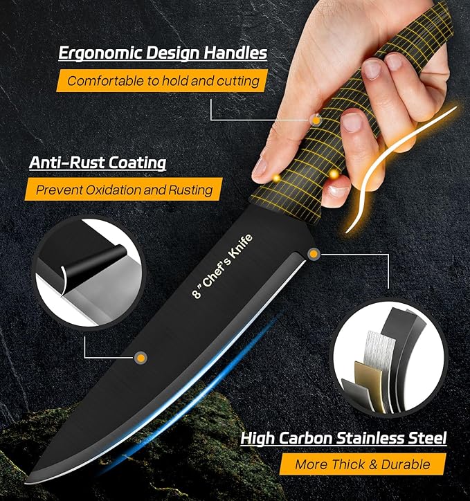 XANAPON Knife Set, 14 Pieces Kitchen Knife Set, High Carbon German Stainless