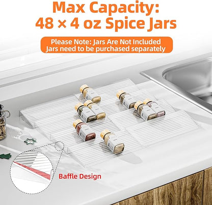 MUDEELA Clear Spice Drawer Organizer, 4 Tier- 2 Set Spice Rack