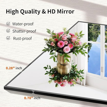 Black Bathroom Mirror for Wall, 39x39 Inch Rectangle Mirror