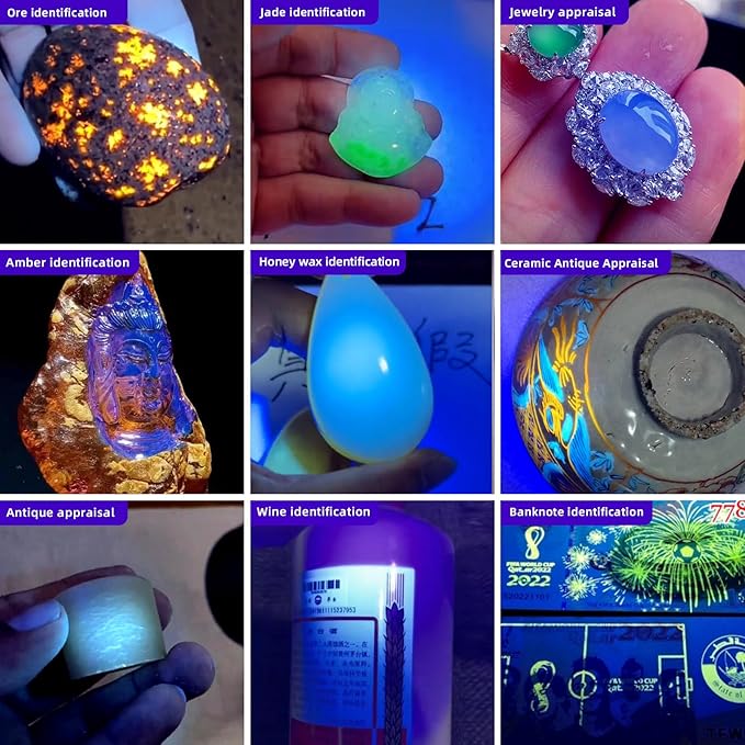 LIGHTFE Blacklight uv Flashlight 365nm UV304 UV Flashlight Rechargeable can be Used for UV Glue Curing and pet Urine Stains, Stains, Minerals, Fluorescent Agents, Detection, etc.