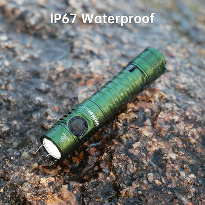 Wurkkos FC11C LED Flashlights Rechargeable -Small Powerful EDC Flashlight 90CRI 1200 High Lumen, IP68 Waterproof,Magnetic Tailcap,155M Beam Distance for Garden Dog Walking Emergency(Green 5000K)