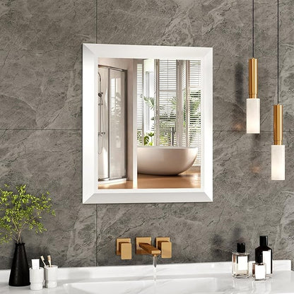 SMIROR Matte White Bathroom Mirror