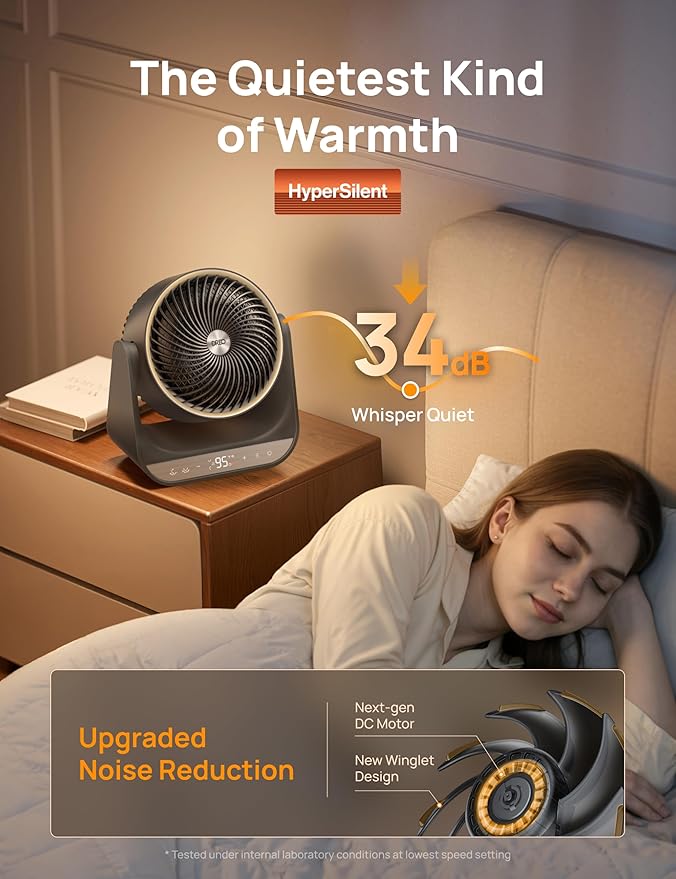 DREO 60° Vertical & 90° Horizontal 3D Oscillating Heating, 12 ft/s Long-Range