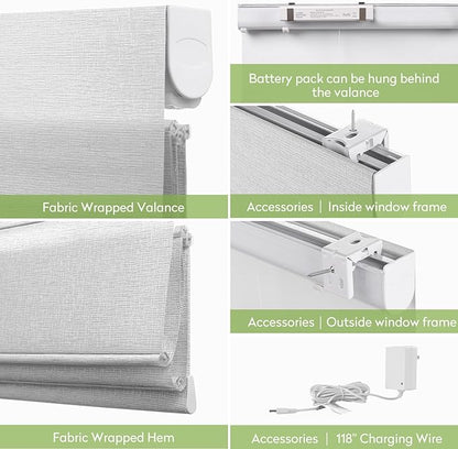ZSTARR Smart Roman Shades Rechargeable Motorized Blinds