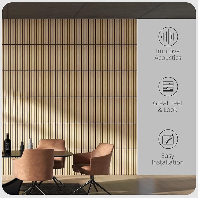 HOMCOM 4 Pack 3D Acoustic Panels, Wood Slat Wall Paneling