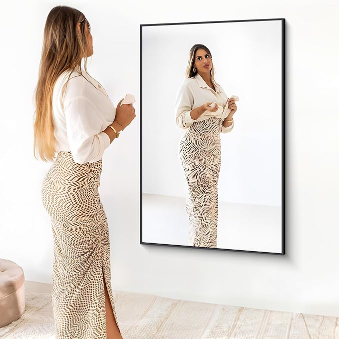Black Bathroom Mirror for Wall, 60x40 Inch Rectangle Mirrors