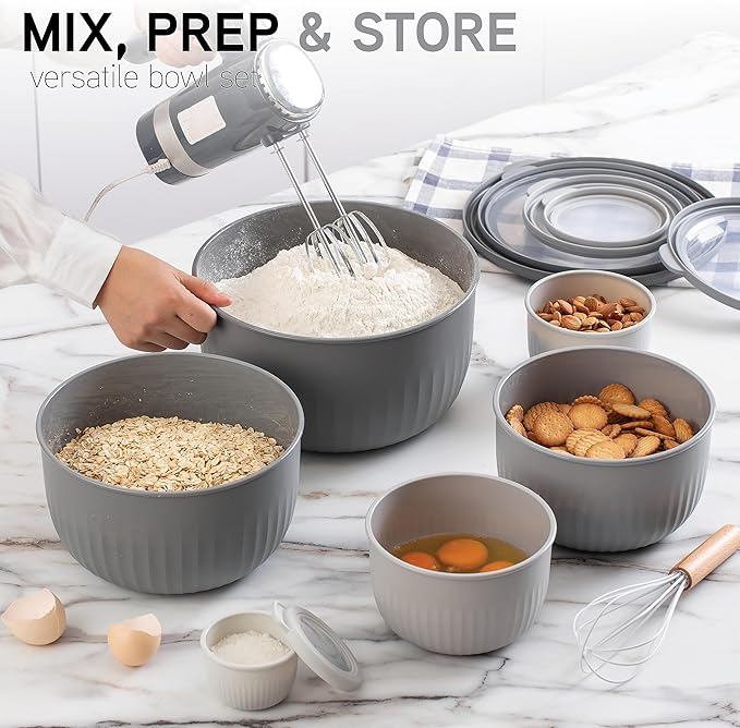 COOK WITH COLOR Prep Bowls with Lids- Wide and Deep Nesting Plastic Small