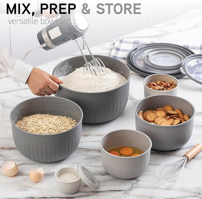 COOK WITH COLOR Prep Bowls with Lids- Wide and Deep Nesting Plastic Small