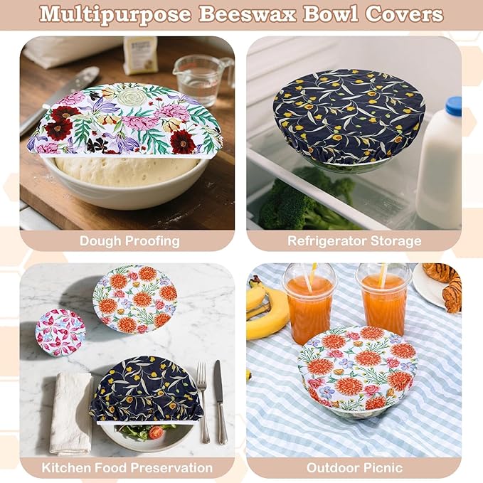 5-Size Reusable Beeswax Bowl Covers