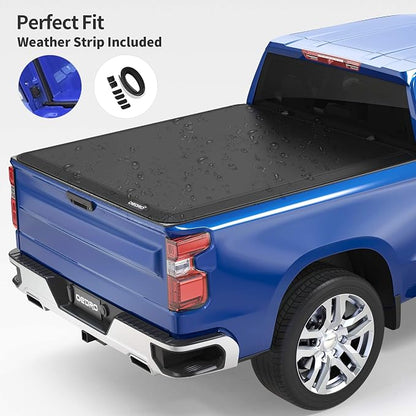 oEdRo Soft Tri-fold Truck Bed Tonneau Cover On Top Compatible with 2015-2026 Chevy Colorado/GMC Canyon with 5ft Bed, Fleetside