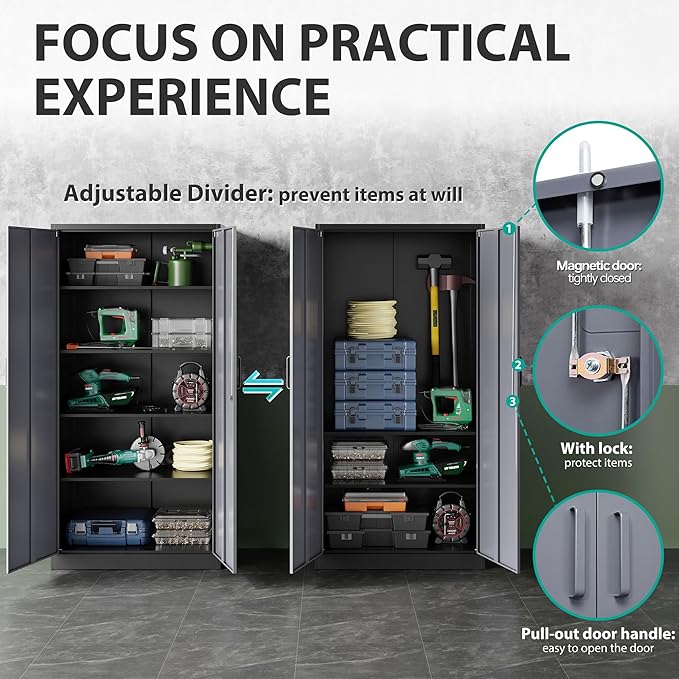 SISESOL Wide & Deep Metal Storage Cabinet
