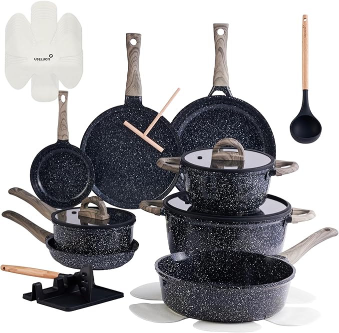 Pots and Pans Set Non Stick Non-Toxic 22 Pcs Ceramic Cookware Sets Nonstick