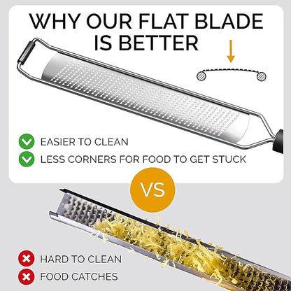 DESIGNED BY CHEFS ~ Premium Lemon Zester Grater With Perfectly Angled Teeth ~ Ideal for Citrus, Parmesan Cheese, Garlic, Vegetables and Fruits