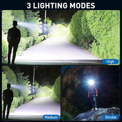 Rechargeable Led Headlamp 2Pack, 99000 Lumen Super Bright Head Lamp with 3 Modes & 90° Adjustable, Brightest Headlamp 30H Long Runtime, Powerful Waterproof Headlamps for Adults Camping