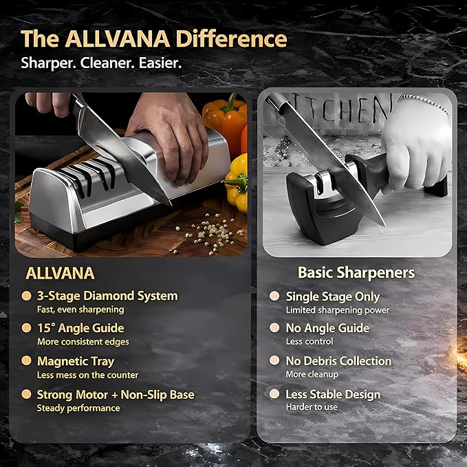 Electric Knife Sharpener for Kitchen, 3-Stage Professional Kitchen Knife