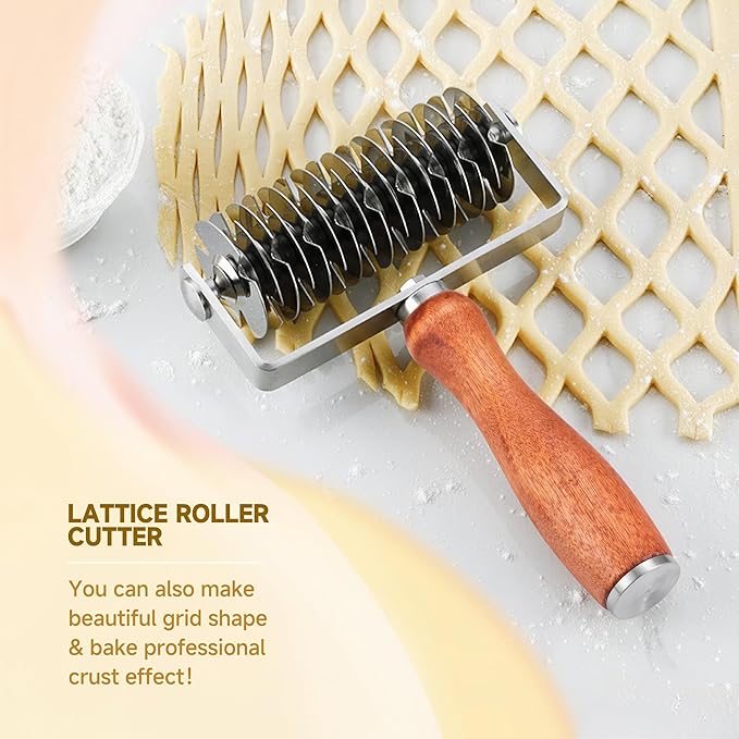 Pastry Lattice Roller Cutter, Stainless Steel Dough Cutter Wheel
