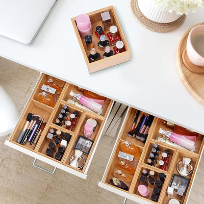 Fabsome Bathroom Drawer Organizer, Bamboo Box Bin