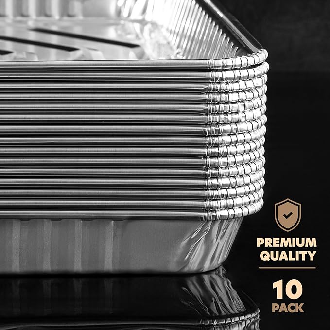 PLASTICPRO Aluminum Pans 10 Pack Disposable Cookie Sheets 9'' x 13'' Baking