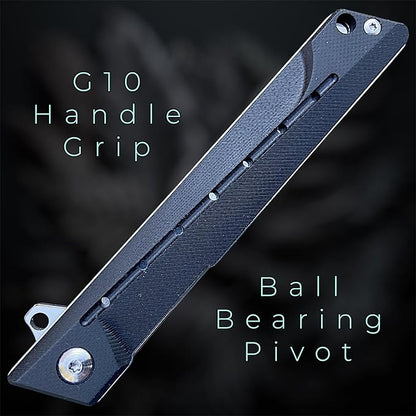 TACTICAL GEARZ Pocket Folding Knife for EDC, G10 Handle, D2 Steel Tanto Blade, Includes Sheath (Nyx)