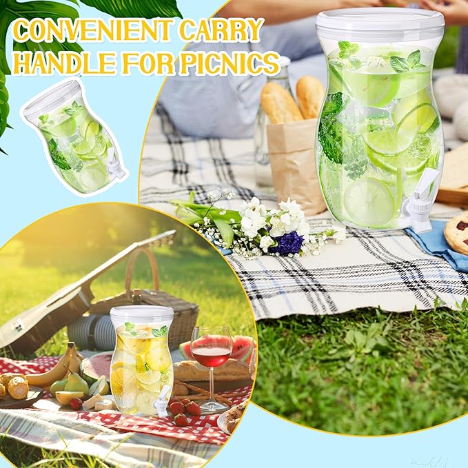 Havawish 2 Pcs 1 Gallon Plastic Beverage Dispenser
